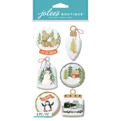 Jolee's Boutique Dimensional Stickers-Ornament Snow Globes - E5051053 - 015586968194