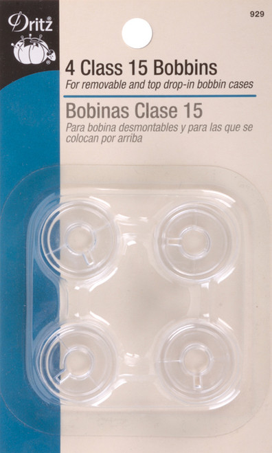 6 Pack - Dritz Class 15 Bobbins 4/Pkg-Plastic - 929 - 072879113440