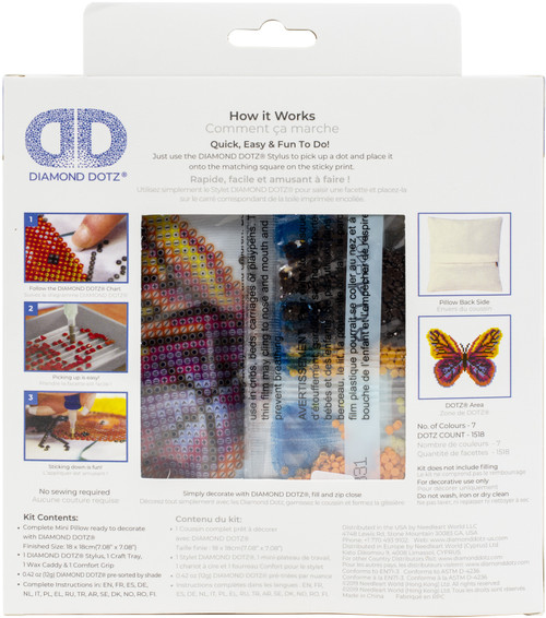 Diamond Dotz Diamond Art Mini Pillow Kit 7"X7"-Butta Flutta - DDP2042 Diamond Dotz Diamond Art Mini Pillow Kit 7"X7"-Butta Flutta - DDP2042