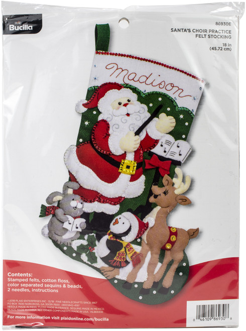 Bucilla Felt Stocking Applique Kit 18" Long-Santa's Choir Practice - 86930E - 046109869308