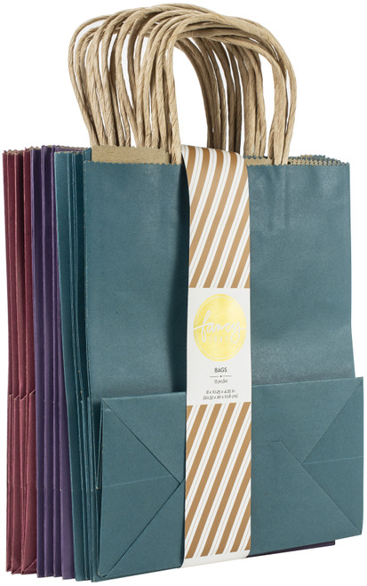 American Crafts Fancy That Kraft Bags 8"X10.25" 13 Pack-Jewel Tones-Blue,Magenta,Purple - ACGIFTBG-93618