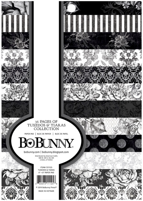 BoBunny Single-Sided Paper Pad 6"X8" 36/Pkg-Tuxedos & Tiaras, 12 Designs/3 Each - 7311125 - 665573111258