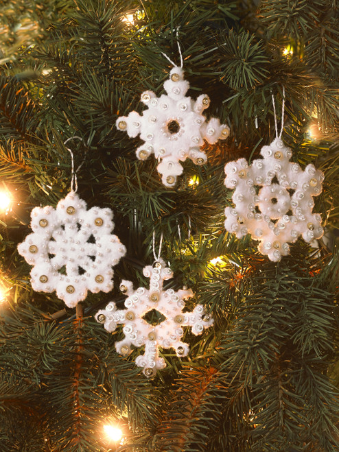 Bucilla Felt Ornaments Applique Kit Set Of 16-Elegant Christmas Snowflakes - 86984E