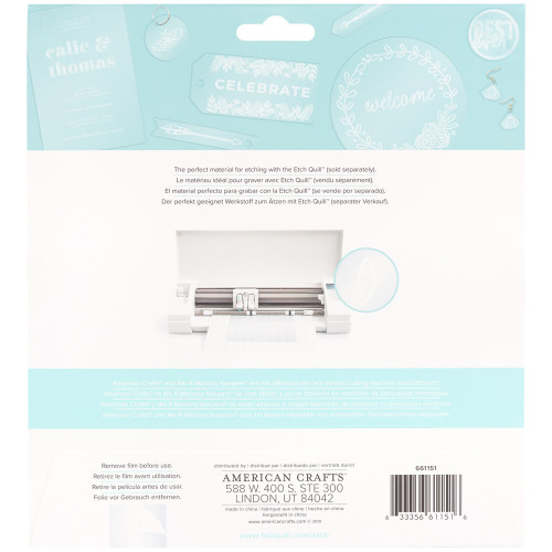 We R Etch Quill Plastic Sheets 8"X8" 6/Pkg- - WR661151