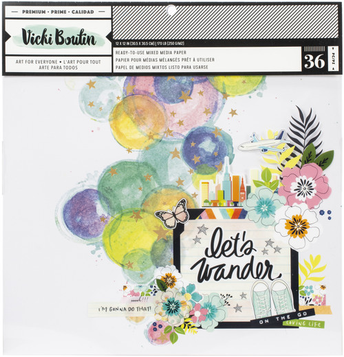 Vicki Boutin Mixed Media Backgrounds Paper 12"X12" 36/Pkg-Let's Wander - VB355331 - 718813553315