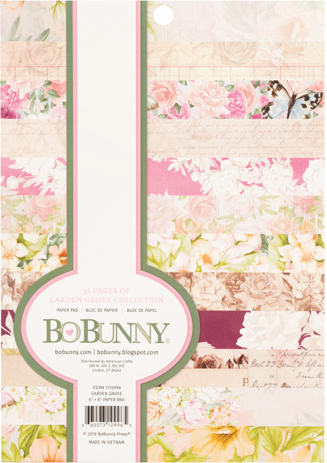 BoBunny Single-Sided Paper Pad 6"X8" 36/Pkg-Garden Grove, 12 Designs/3 Each - 7310996 - 665573109965