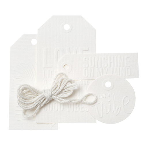 Heidi Swapp Art Walk Embossed Tag Kit 12/Pkg-White - HS315367