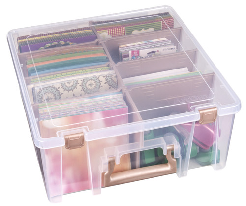 Artbin Super Satchel Double Deep W/Removable Dividers-Rose Gold Handle, Latch & Dividers - 6990RK
