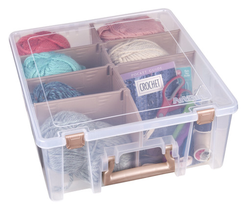 Artbin Super Satchel Double Deep W/Removable Dividers-Rose Gold Handle, Latch & Dividers - 6990RK