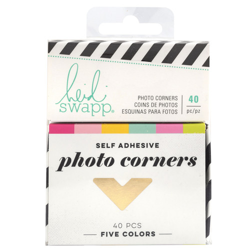 Heidi Swapp Color Fresh Photo Corners 40/Pkg-W/Gold Foil - HS314568 - 718813145688