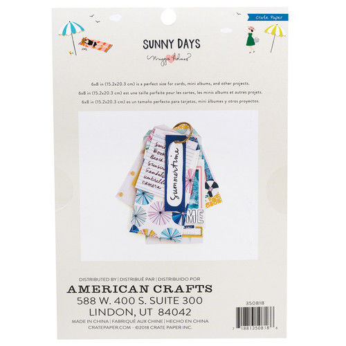 Crate Paper Single-Sided Card Making Pad 6"X8" 24/Pkg-Maggie Holmes Sunny Days W/Gold Foil - 350818 Crate Paper Single-Sided Card Making Pad 6"X8" 24/Pkg-Maggie Holmes Sunny Days W/Gold Foil - 350818