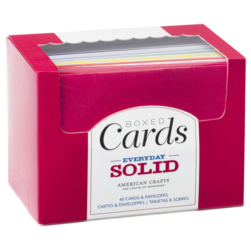 Boxed Cards - A2 (4.375"X5.75") 40 Cards & Envelopes-American Crafts - Everyday Solid - 366247