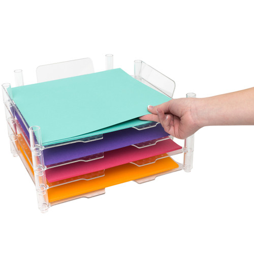 Stackable Acrylic Paper Trays Retail Packaged 4/Pkg-Clear 12"X12" - 662587 Stackable Acrylic Paper Trays Retail Packaged 4/Pkg-Clear 12"X12" - 662587
