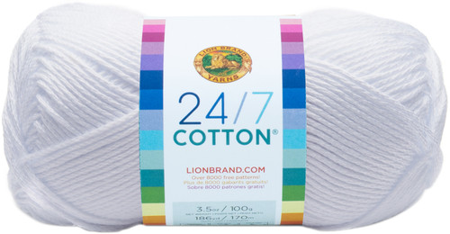 Lion Brand 24/7 Cotton Yarn-White - 761-100 - 023032015736