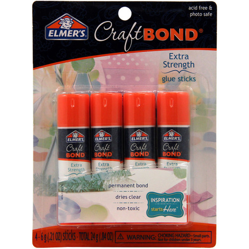 Elmer's CraftBond(R) Extra Strength Glue Sticks 4/Pkg-.21oz - E4016 - 026000040167