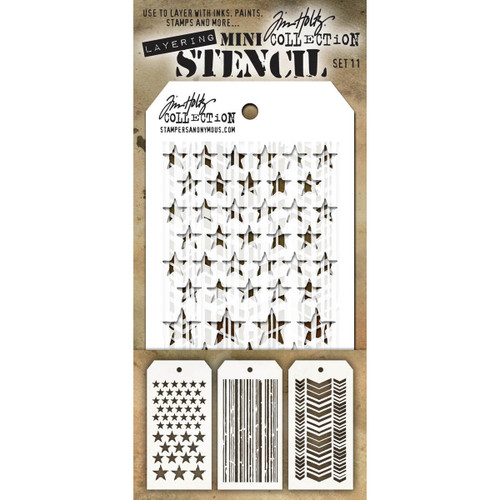 Tim Holtz Mini Layered Stencil Set 3/Pkg-Set #11 - MTS-11