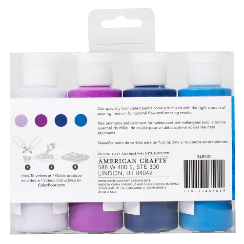 American Crafts Color Pour Pre-Mixed Paint Kit 4/Pkg-Galaxy Surge - 348502