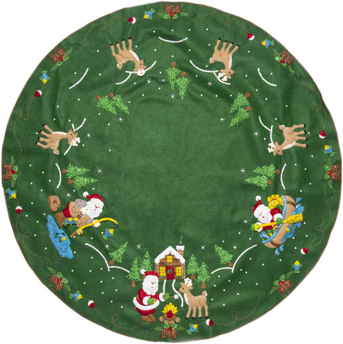 Bucilla Felt Tree Skirt Applique Kit 43" Round-Lodge Santa - 86954E Bucilla Felt Tree Skirt Applique Kit 43" Round-Lodge Santa - 86954E