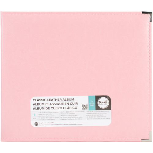 We R Classic Leather D-Ring Album 12"X12"-Pretty Pink - WRRING12-60919 - 633356609193