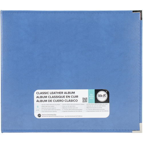 We R Classic Leather D-Ring Album 12"X12"-Country Blue - WRRING12-60914 - 633356609148