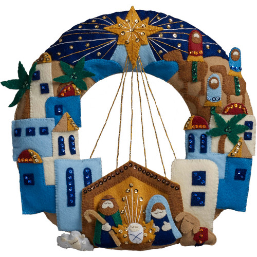 Bucilla Felt Wreath Applique Kit 12" Round-Town Of Bethlehem - 86734