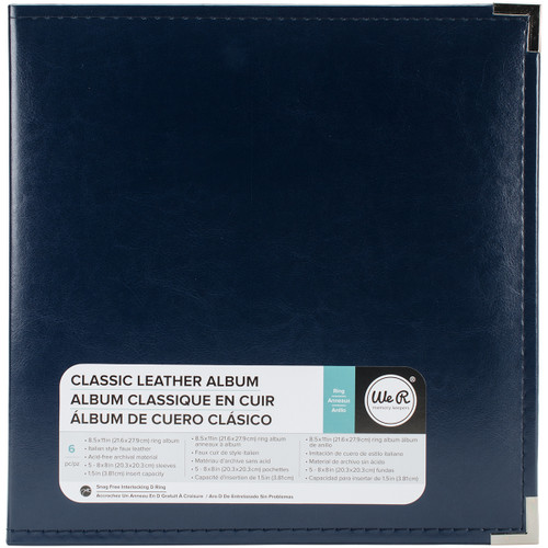 We R Classic Leather D-Ring Album 8.5"X11"-Navy - WRRING8-60130 - 633356601302
