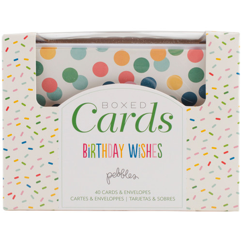 Pebbles A2 Cards W/Envelopes (4.375"X5.75") 40/Box-Birthday Wishes - 369618 - 718813696180
