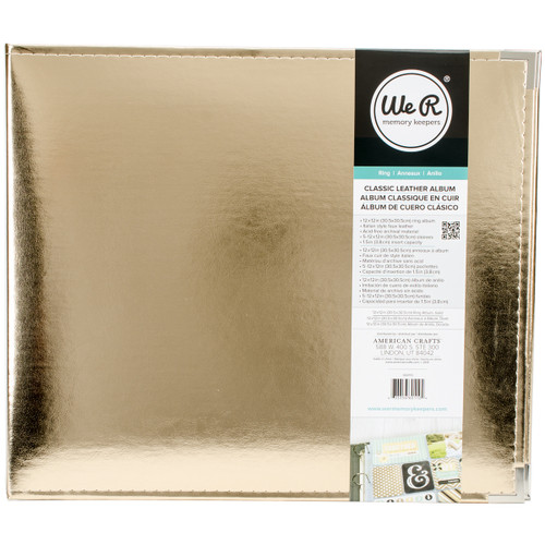 We R Classic Leather D-Ring Album 12"X12"-Gold - WRRING12-60110 - 633356601104