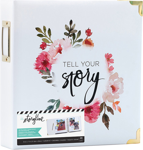 Heidi Swapp Storyline2 D-Ring Album 8.5"X11"-White Floral - HS314024