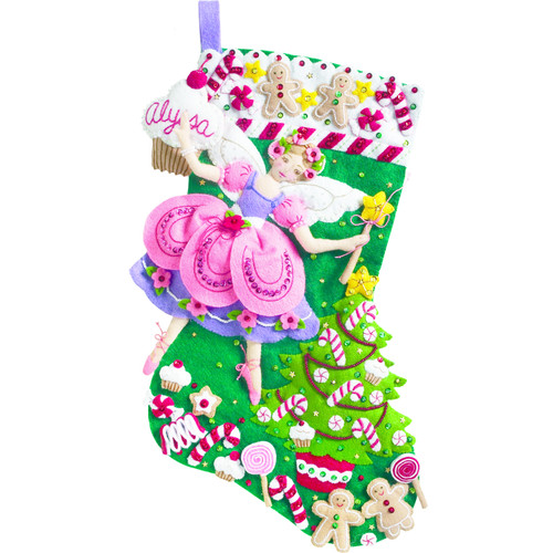 Bucilla Felt Stocking Applique Kit 18" Long-Sugar Plum Fairy - 5A0026L2-1G94P - 046109854311