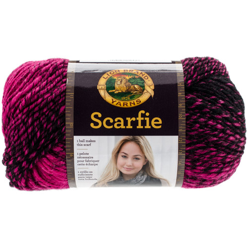 Lion Brand Scarfie Yarn-Black/Hot Pink - 826-213 - 023032019536