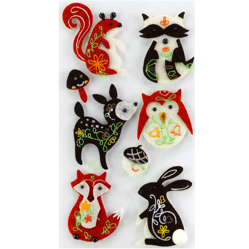 Jolee's Le Grande Dimensional Stickers-Woodland Felt Animals - E5051034