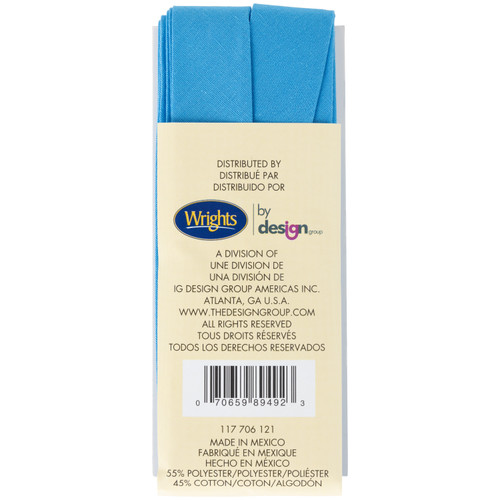 Wrights Double Fold Quilt Binding .875"X3yd-Porcelain Blue - 117-706-121 Wrights Double Fold Quilt Binding .875"X3yd-Porcelain Blue - 117-706-121