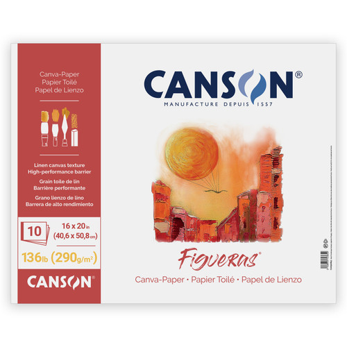 Canson Aritst Series Canva Paper Pad 16"X20"-Fold Over, 10 Sheets - 5A00365N-1H7CX - 3148955723654