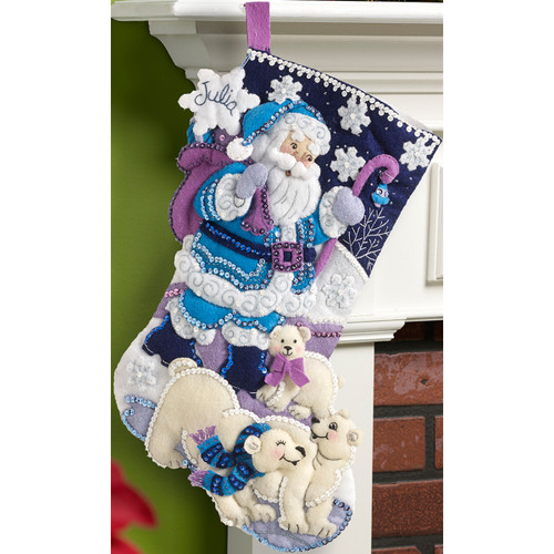 Bucilla Felt Stocking Applique Kit 18" Long-Arctic Santa - 86653
