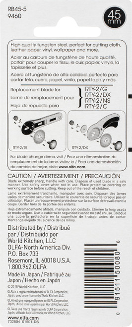OLFA Rotary Blade 45mm 5/Pkg- - RB45-5 OLFA Rotary Blade 45mm 5/Pkg- - RB45-5