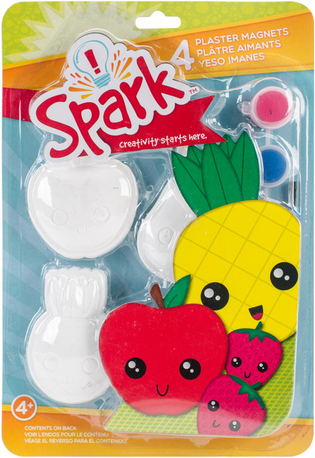 3 Pack - Colorbok Spark Plaster Magnet Kit-Fruit - 73642 - 765468736426