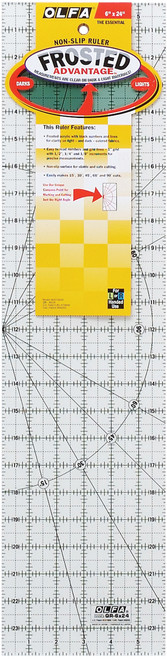 OLFA Frosted Advantage Non-Slip Ruler "The Essential"-6"X24" - QR6X24 - 091511300918