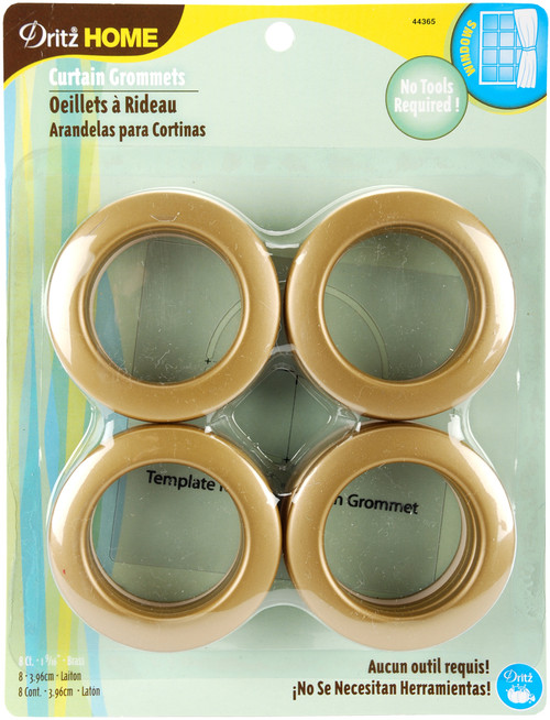 Dritz Home Curtain Grommets 1.5625" Inner Diameter Plastic-Brass 8/Pkg - 443-65 - 072879443653