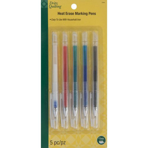 Dritz Quilting Heat Erase Pen 5/Pkg-Assorted Colors - 3364 - 072879033649