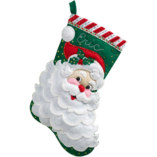 Bucilla Felt Stocking Applique Kit 18" Long-Jolly Saint Nick - 86648 - 046109866482