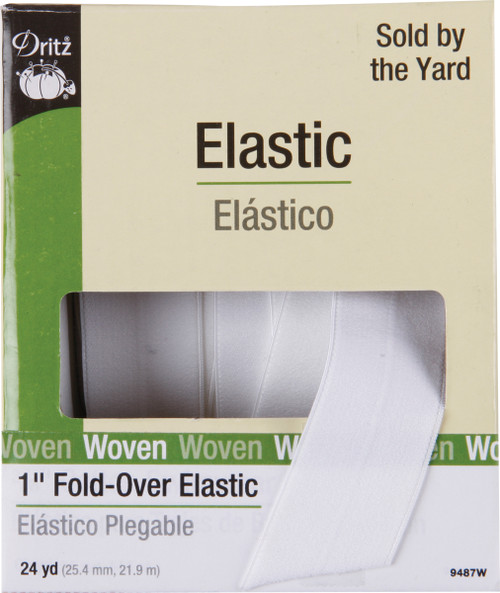 Dritz Woven Fold-Over Elastic 1"X24yd-White - 9487-W - 072879094879