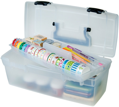 ArtBin Essentials Lift-Out Box W/Handle-13"X6"X5.625" Translucent W/Black - 83805