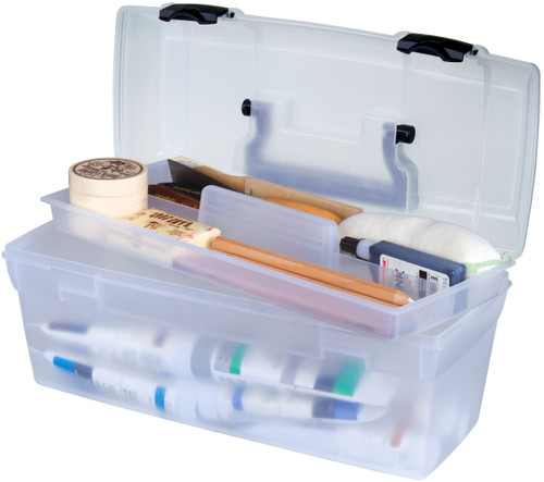 ArtBin Essentials Lift-Out Box W/Handle-13"X6"X5.625" Translucent W/Black - 83805 ArtBin Essentials Lift-Out Box W/Handle-13"X6"X5.625" Translucent W/Black - 83805