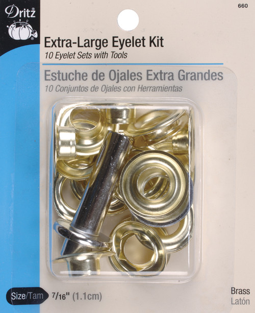 Dritz Extra-Large Eyelet Kit W/Tools 7/16" 10/Pkg-Brass - 660-35 - 072879102062