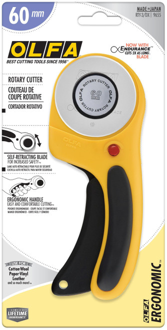 OLFA Ergonomic Rotary Cutter 60mm- - RTY3/DX - 091511600452