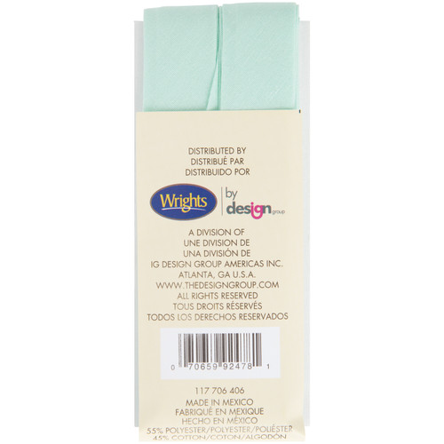 Wrights Double Fold Quilt Binding .875"X3yd-Cool Cucumber - 117-706-406 Wrights Double Fold Quilt Binding .875"X3yd-Cool Cucumber - 117-706-406