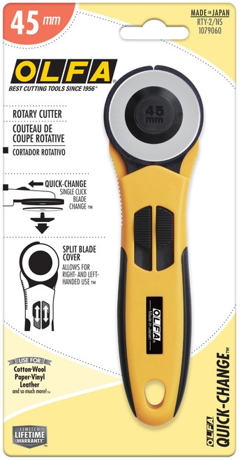 OLFA Quick-Change Rotary Cutter w/Dual Blade Guard 45mm- - RTY2/NS - 091511300994