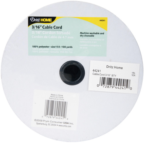 Dritz Home Cable Cord Cut-To-Size 3/16"X108yd-White - 44241 - 072879442410