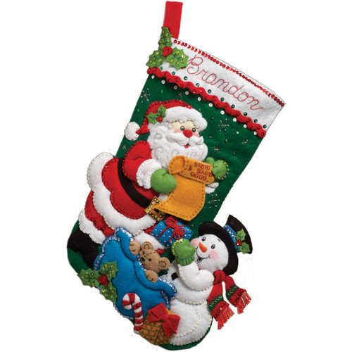 Bucilla Felt Stocking Applique Kit 18" Long-Santa's List - 86360 - 046109863603